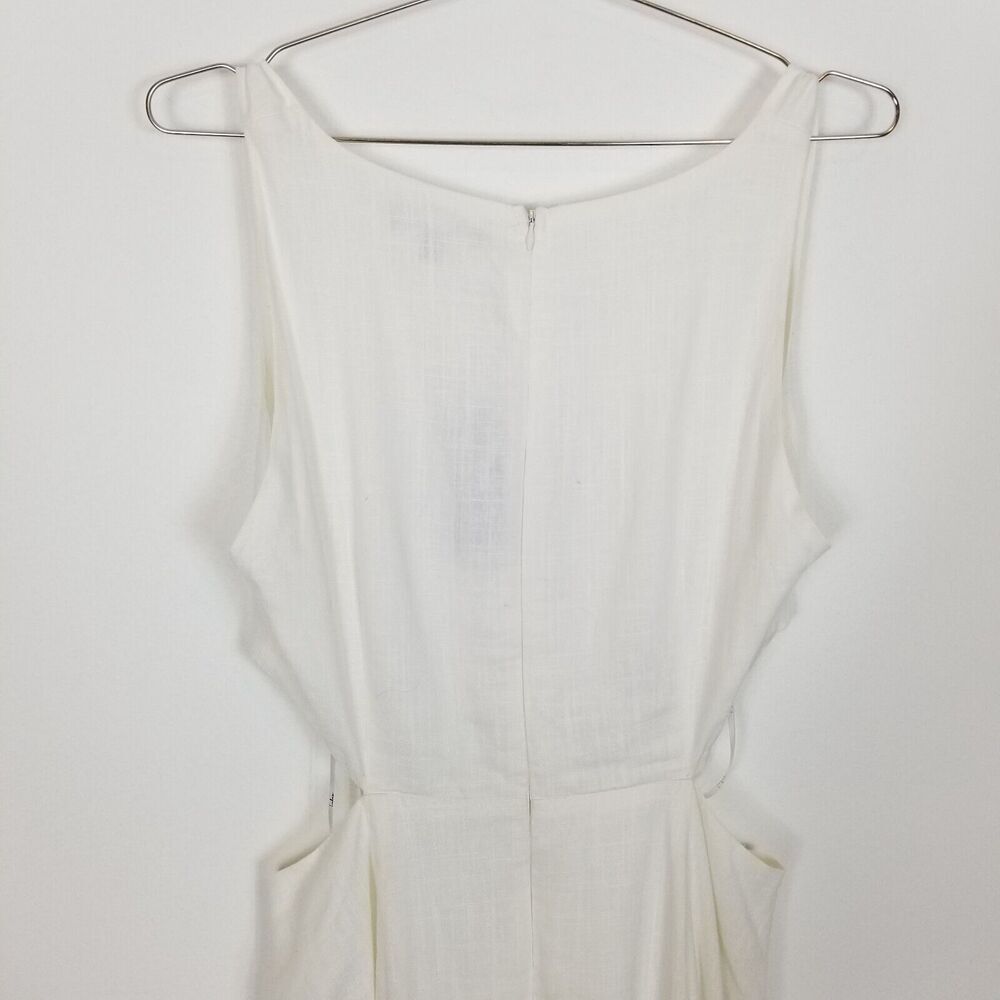 Lulu's Women Stun All Summer White Linen Cutout Tie-Front Midi Dress Size XL‎ - Picture 5 of 10